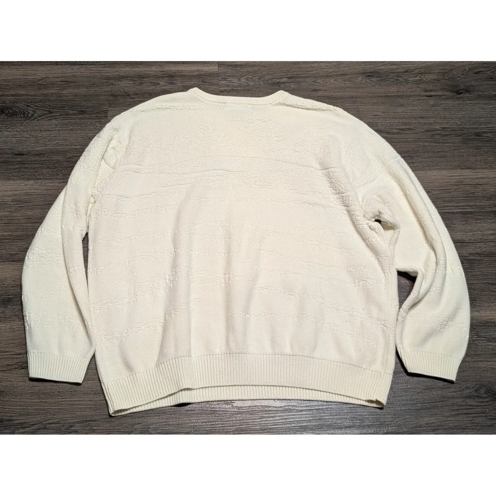 Cypress Links Mens XL Off White Textured Knit Embroidered Golf Mountain Sweater - Picture 4 of 5